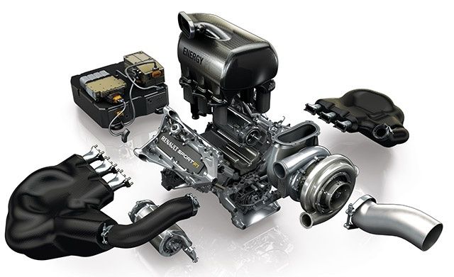 Uit elkaar genomen turboverbrandingsmotor met brandstof- en luchtinlaatsysteem